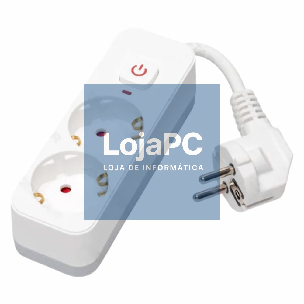 Ficha Elétrica Adaptadora 2x Schuko C/ Interruptor