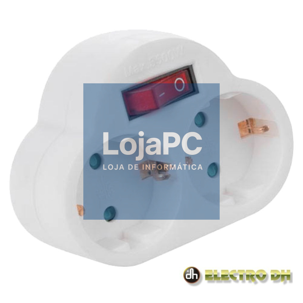 TOMADA ELÉTRICA C/ 2 SAÍDAS INTERRUPTOR BRANCO EDH