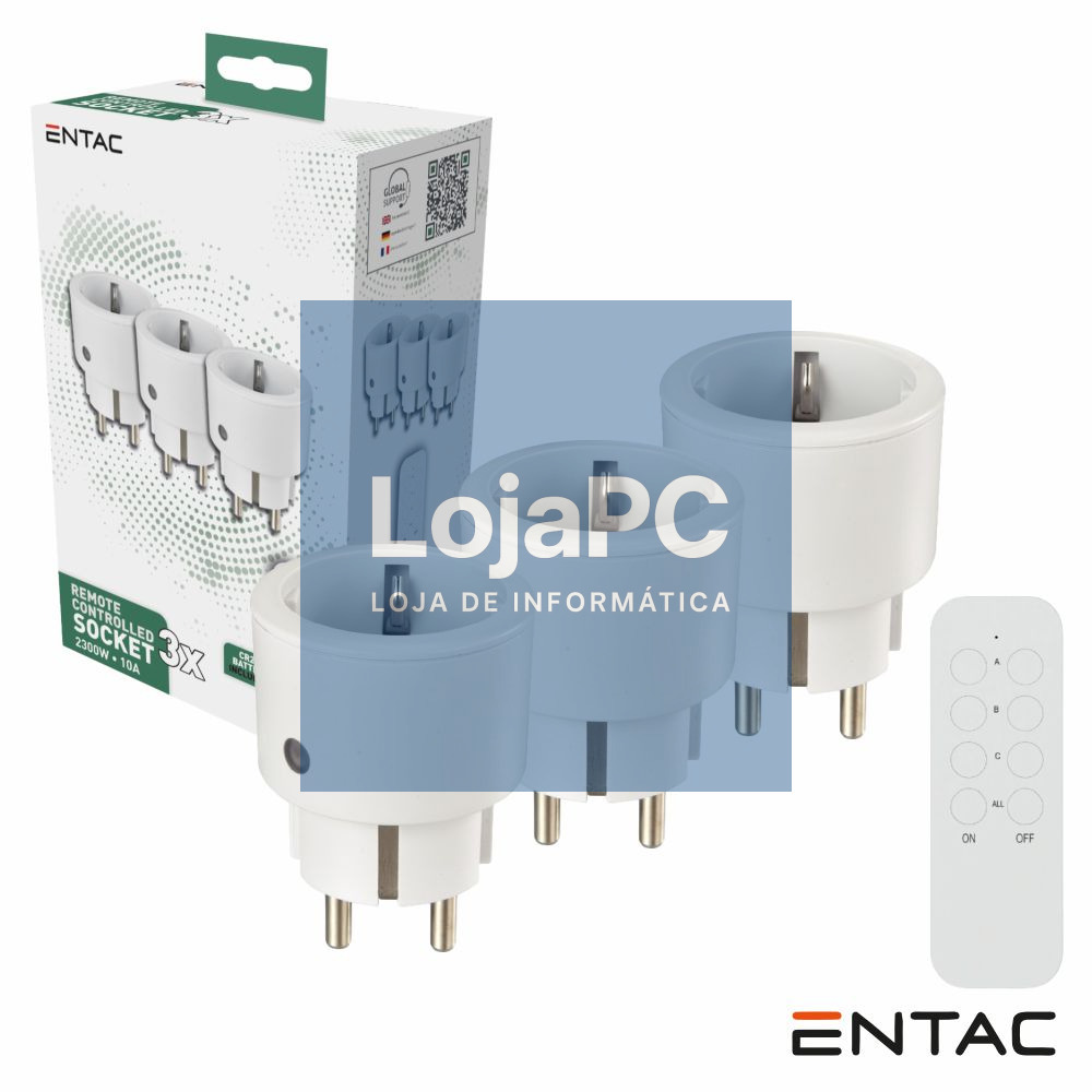 Conjunto 3 Tomadas Elétricas C/ Comando S/ Fios ENTAC