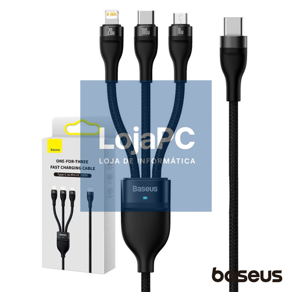 Cabo USB-C p/ MicroUSB/USB-C/Lightning Macho 1.5M 100W