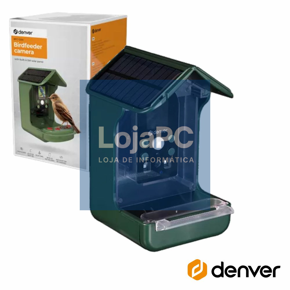 Câmara Vigilância C/ LCD/Comedouro/Painel Solar DENVER
