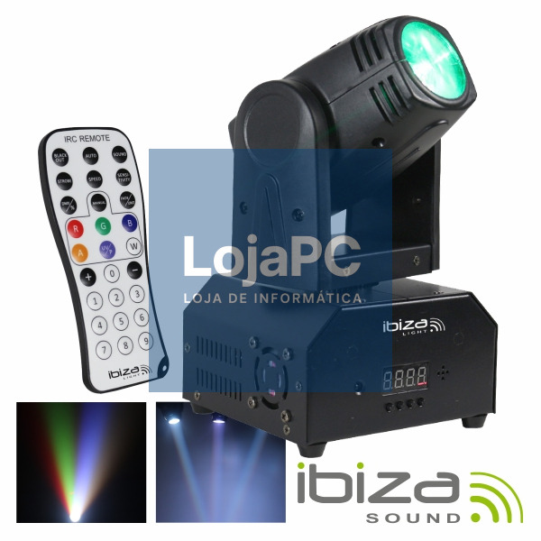 MOVING HEAD MINI 1 LED CREE RGBW 10W DMX MIC COMANDO IBIZA