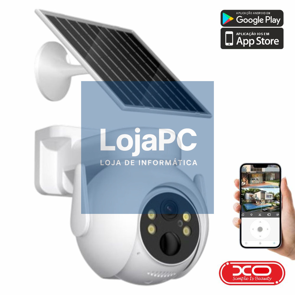 Câmara Vigilância IP FHD Wifi C/ Painel Solar XO