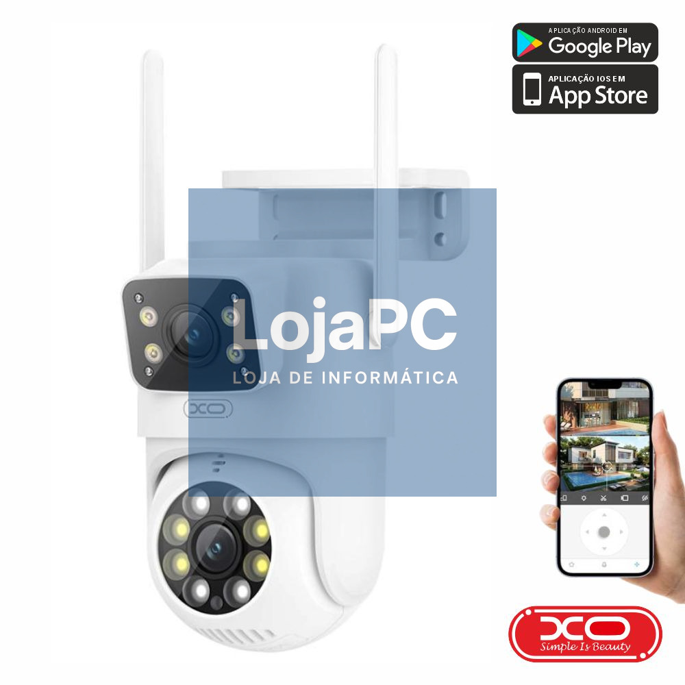 Câmara Vigilância IP Dupla 1080p 4MP WiFi XO