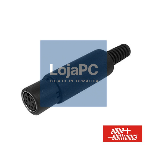 FICHA MINI DIN 6P FÊMEA ISOLADA PVC P/ SOLDAR