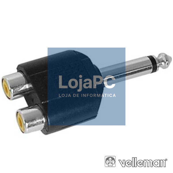 FICHA ADAPTADORA JACK 6.35MM MACHO MN / 2 RCA FÊMEA