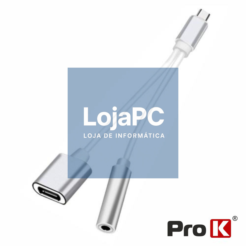 Adaptador USB-C Macho P/ USB-C / Jack 3.5mm PROK
