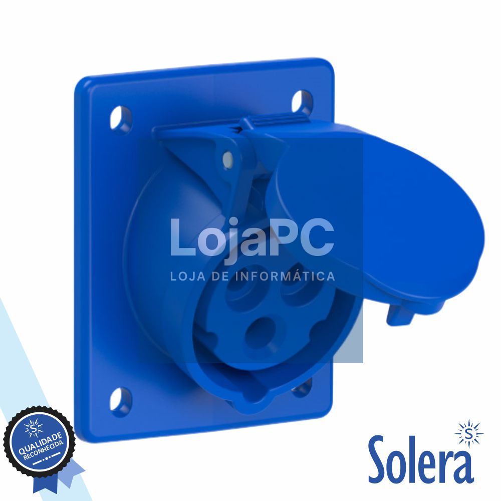 Ficha CEE Fêmea Painel 16A 2P+T 230V C/Tampa IP44 SOLERA