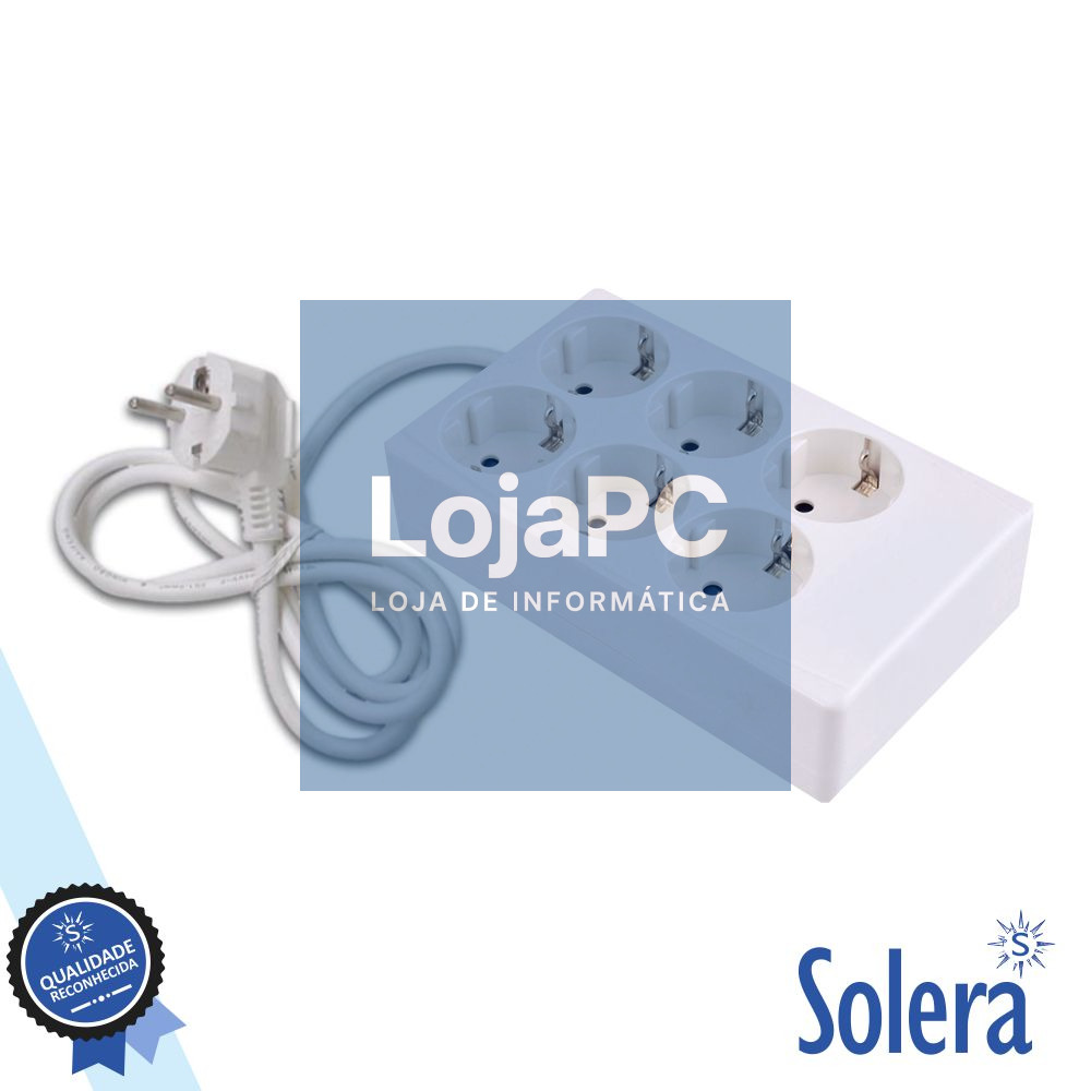 Tomada Elétrica C/ 6 Saídas Quadrada 1.5m Branco SOLERA