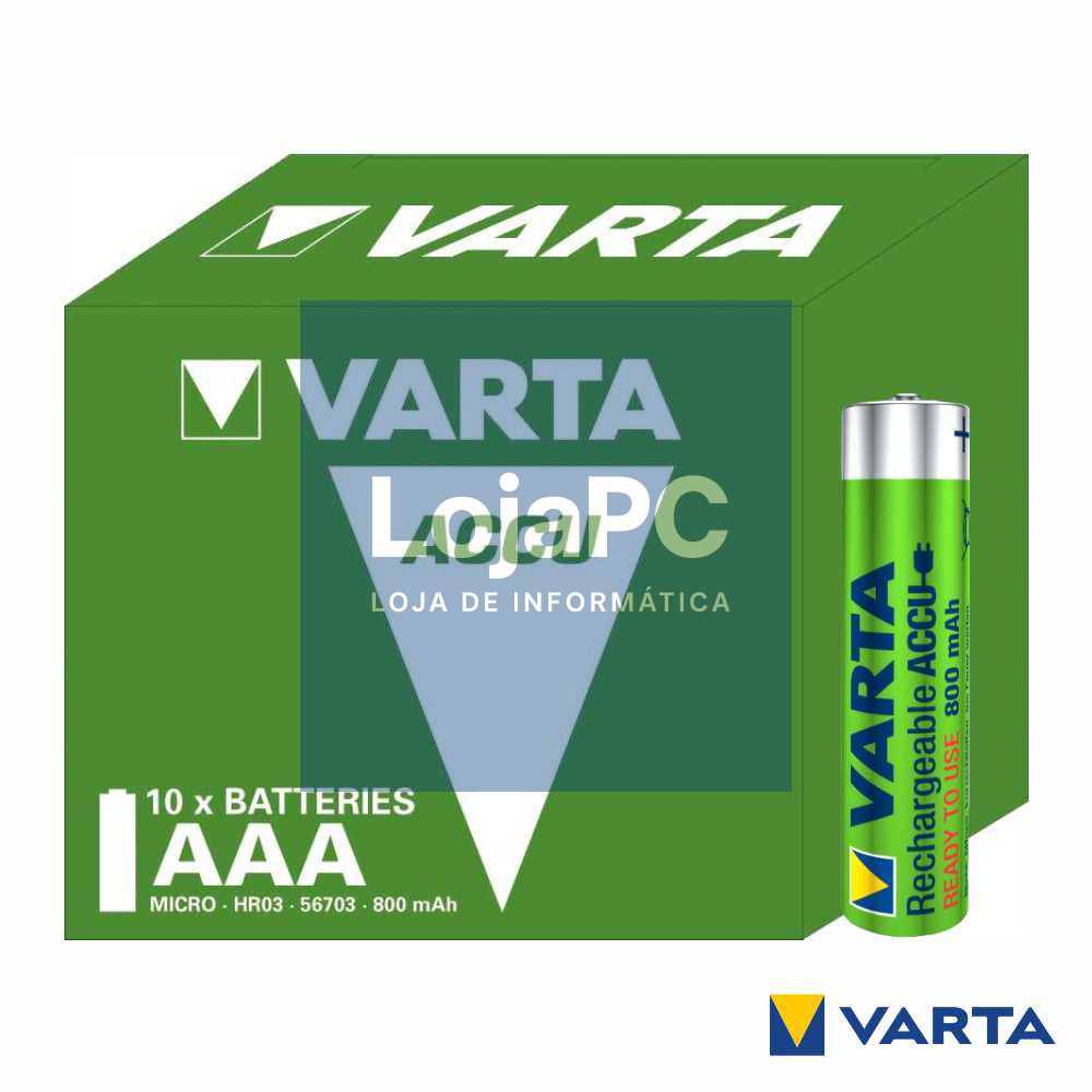 Pilha Recarregável AAA 1.2V 800mA 10x Ready2Use VARTA