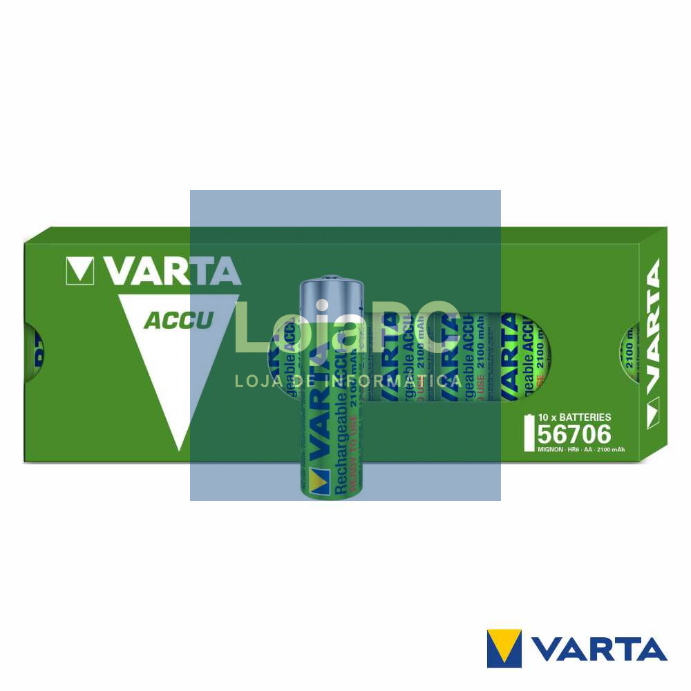 Pilha Recarregável AA 1.2V 2100mA 10x Ready2Use VARTA