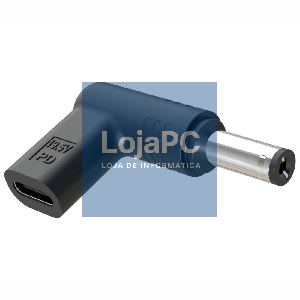 Ficha Adaptadora USB-C Fêmea / Ficha DC 2.1x5.5mm Macho