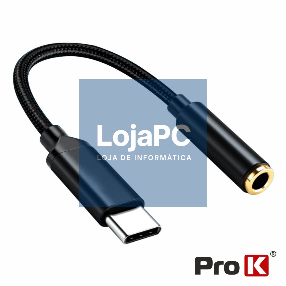 Cabo Adaptador USB-C Macho / Jack 3.5mm Fêmea PROK