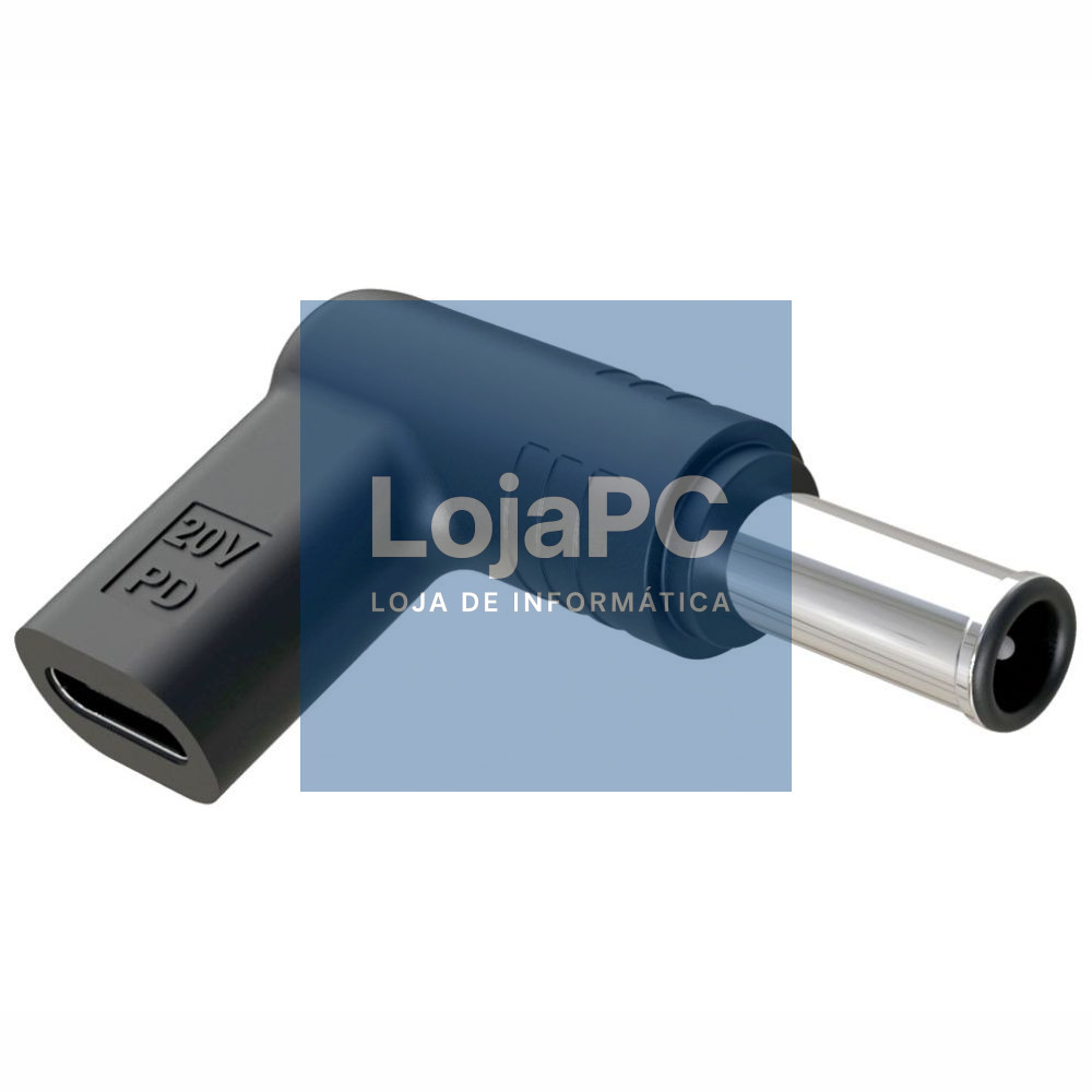 Ficha Adaptadora USB-C Fêmea / Ficha DC 4.4x6.5mm Macho