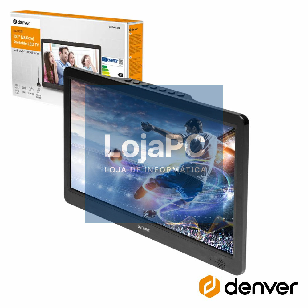 TV LED Portátil 10.1" HD C/ Altifalantes DVB-T2 H.265 DENVER