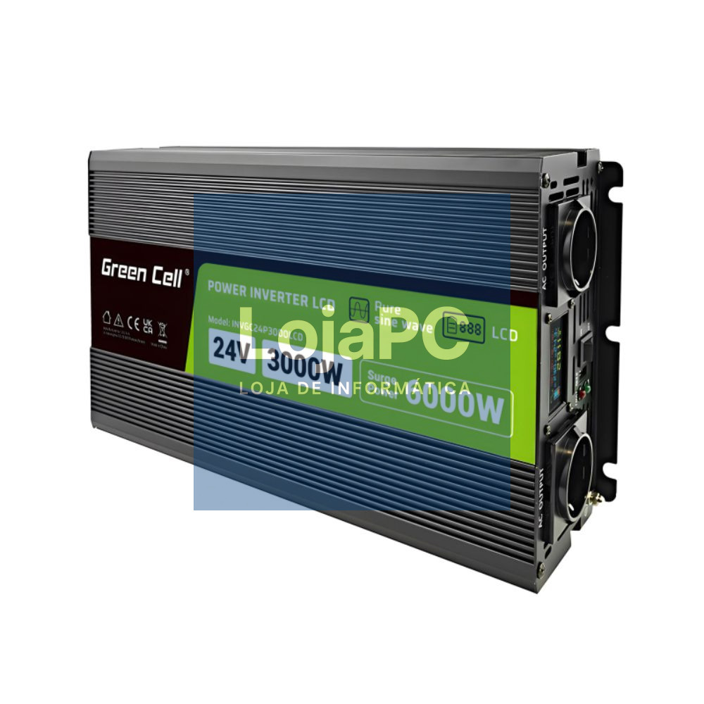 Conversor 24V-230V 3000W Onda Pura C/ LCD GREEN CELL