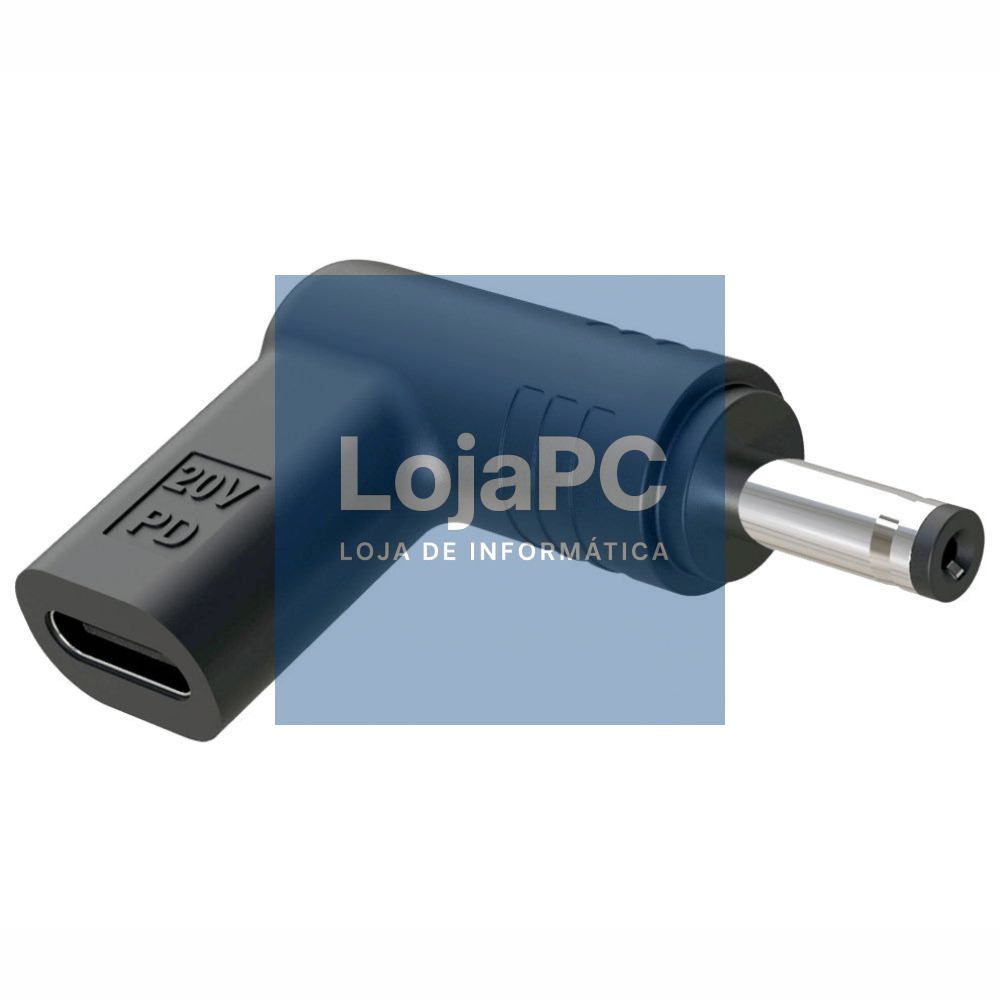 Ficha Adaptadora USB-C Fêmea / Ficha DC 1.35x4.4mm Macho