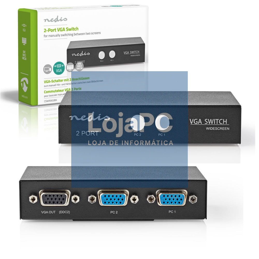 Switch VGA 2 Portas Preto NEDIS