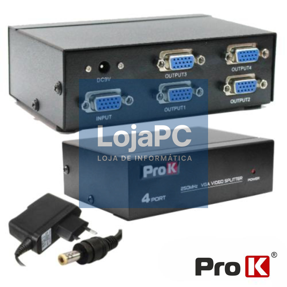 DISTRIBUIDOR VGA AMPLIFICADO 1 ENTRADA 4 SAÍDAS PROK