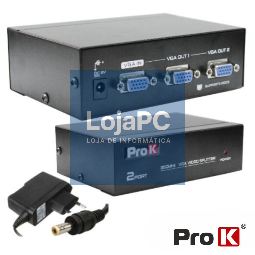 DISTRIBUIDOR VGA AMPLIFICADO 1 ENTRADA 2 SAÍDAS PROK