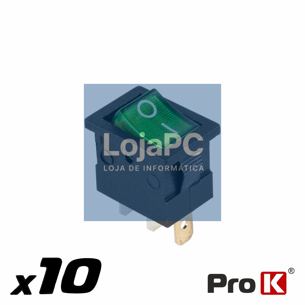 Interruptor Basculante 20A-12V SPST ON-OFF 10x Verde PROK