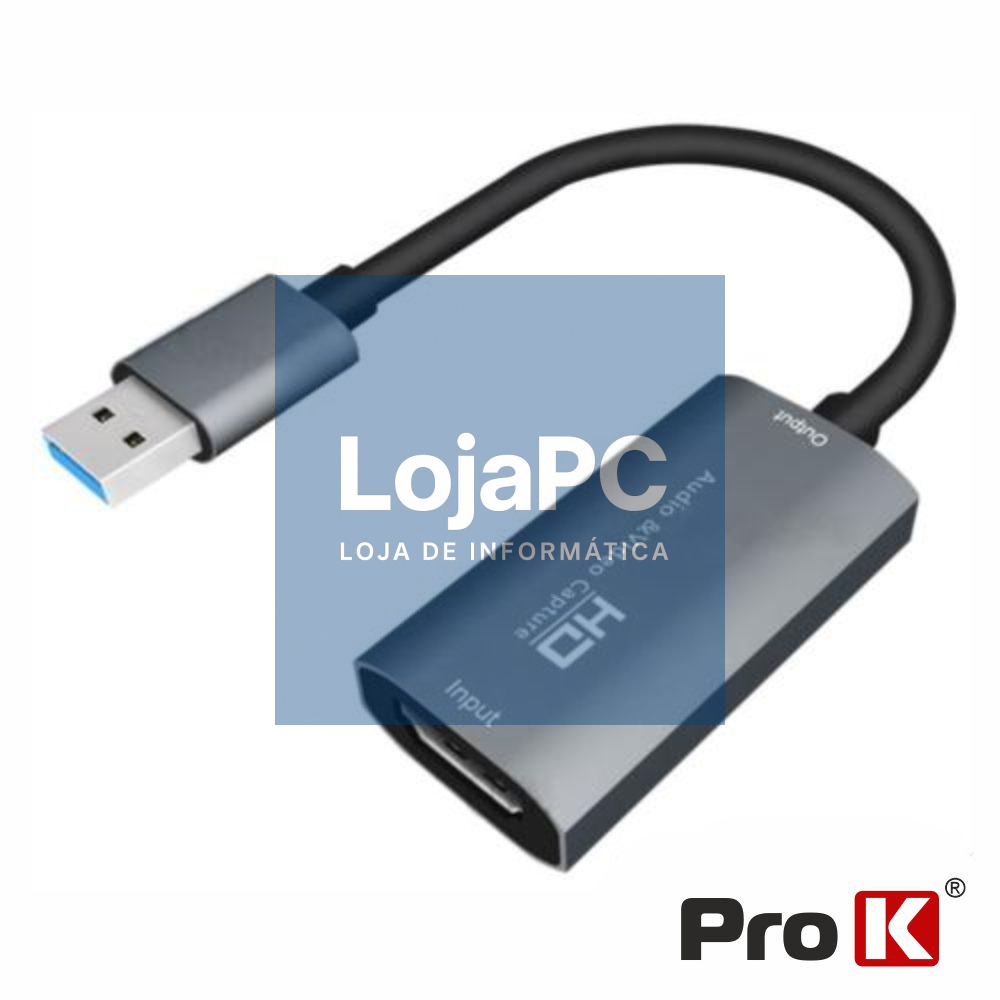 Placa Captura HDMI Audio E Vídeo P/ USB 2.0 4K 30Hz PROK