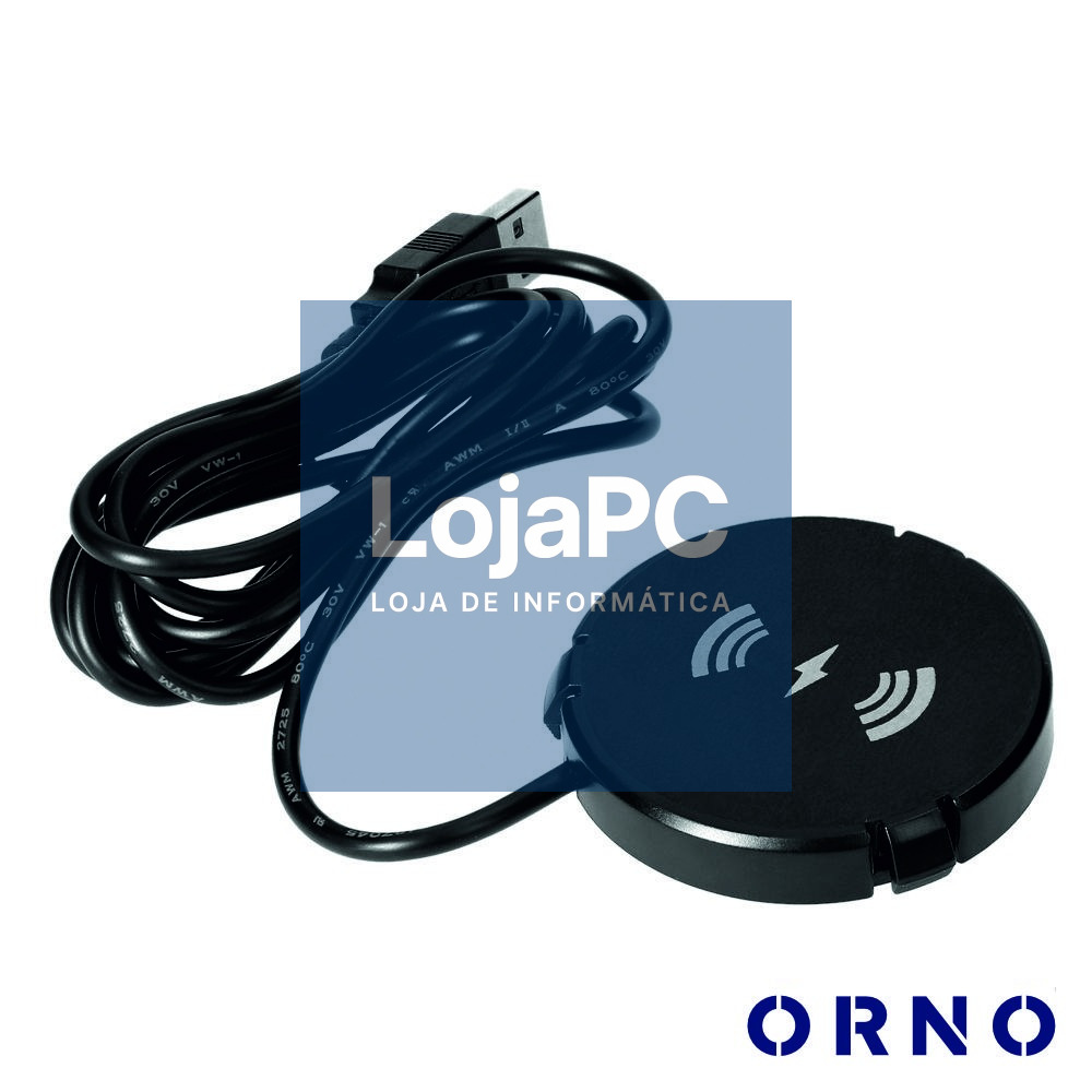 Carregador Por Indução QI de Embutir Ø60mm C/ Cabo USB ORNO