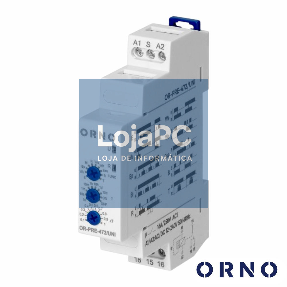 Temporizador Analógico C/ 10 Funções P/ Calha DIN IP20 ORNO