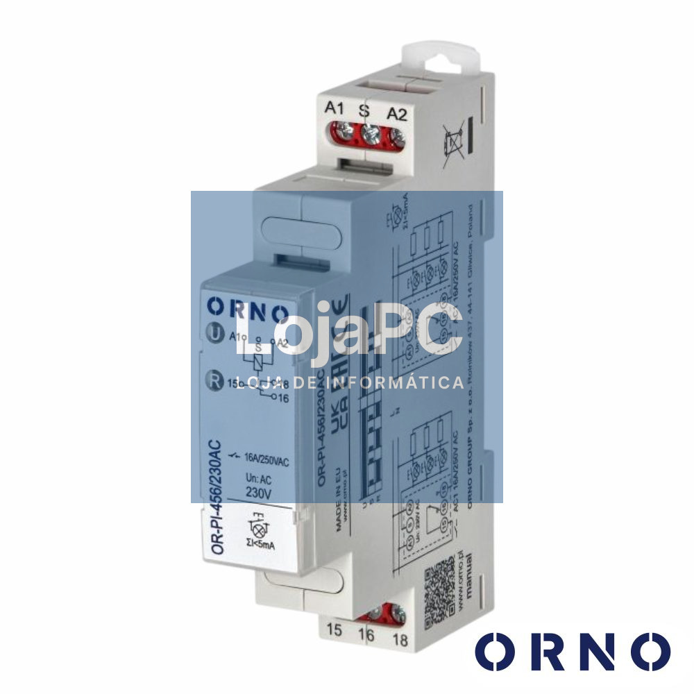 Relé Temporizador Biestável 230Vac 16A P/ Calha DIN ORNO