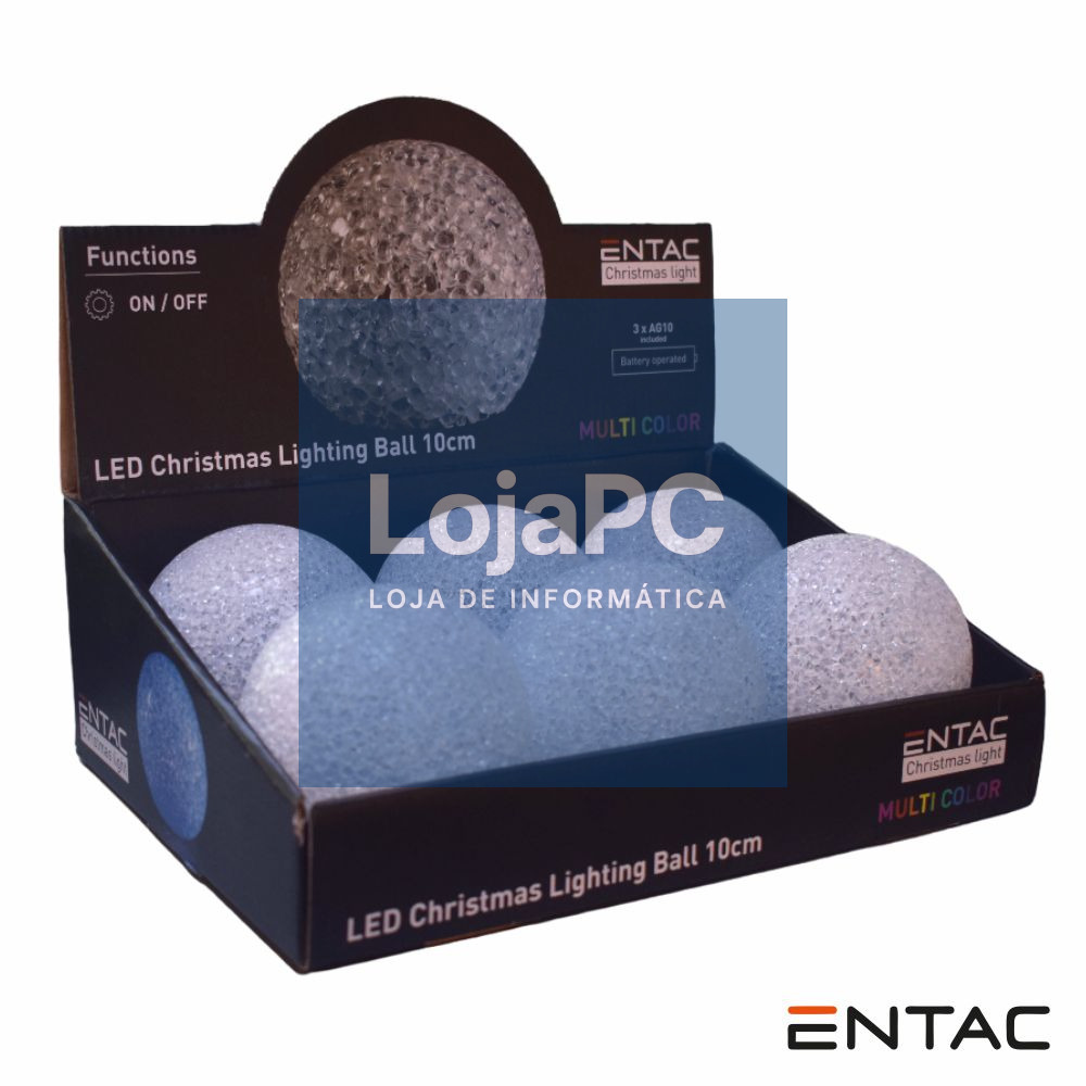 Expositor C/ 6 Bolas Decorativas LED Multicor a pilhas ENTAC