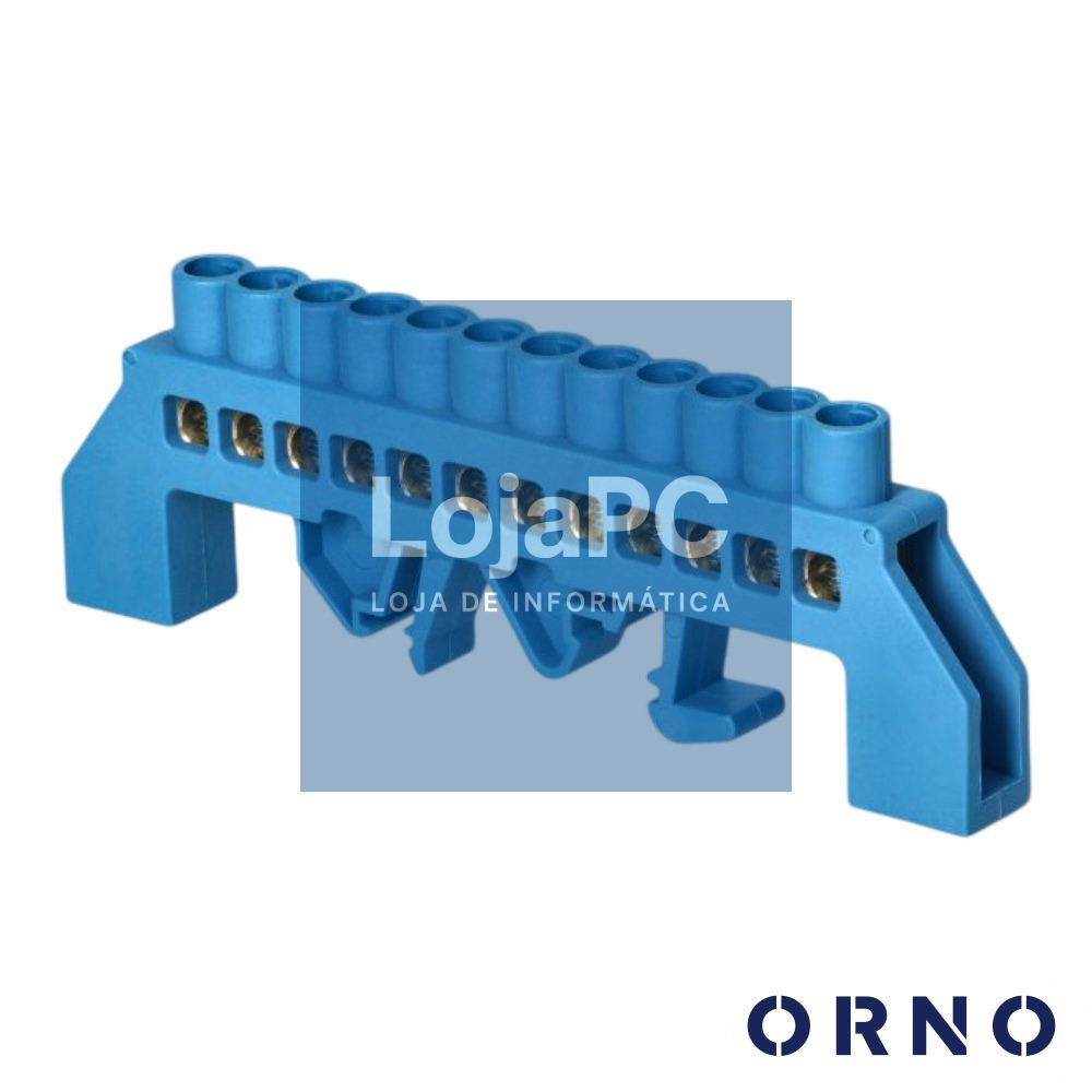 Barramento Neutro Isolado 12 Vias P/ Calha DIN IP20 ORNO