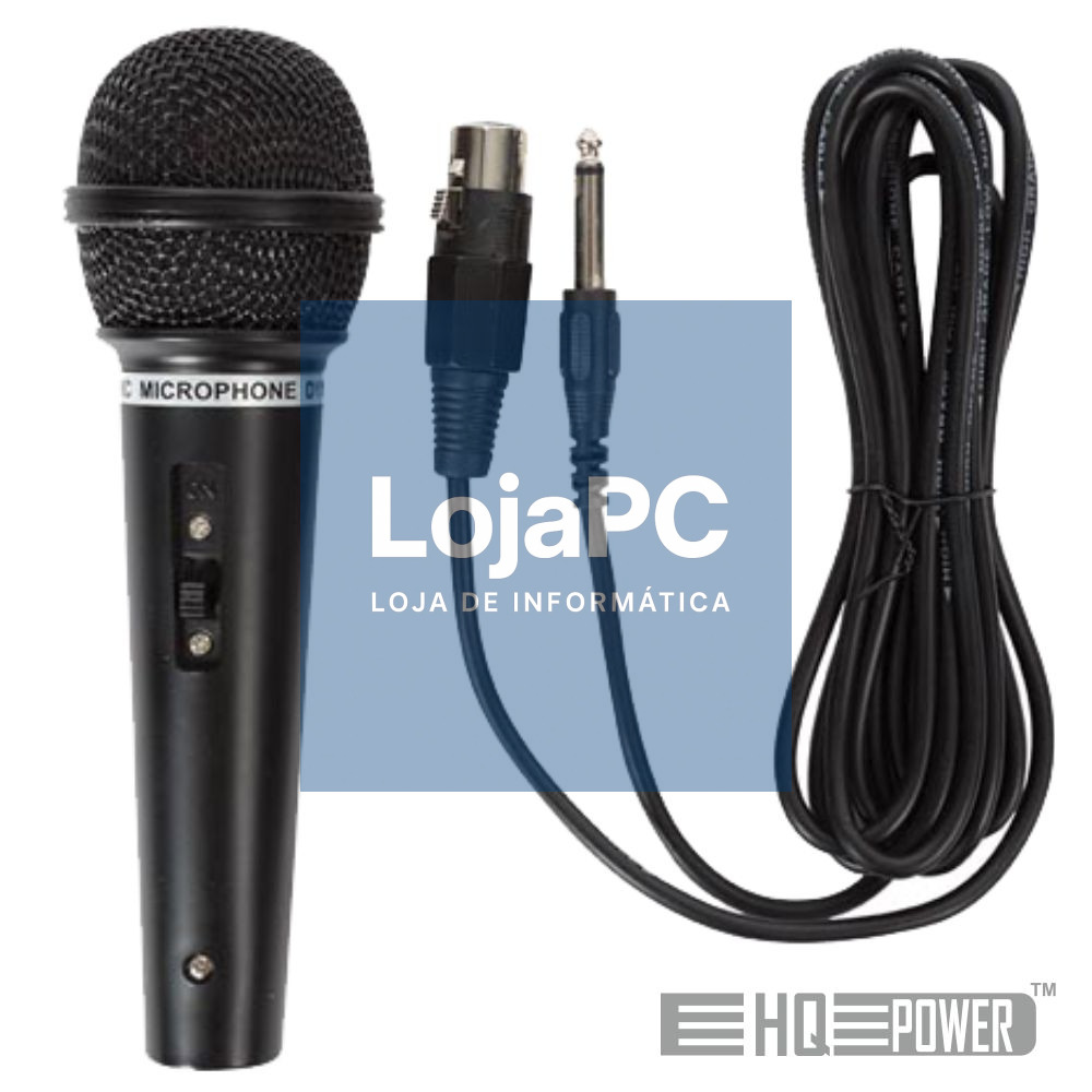 MICROFONE DINÂMICO C/ CABO 80HZ-12KHZ 3M HQ POWER