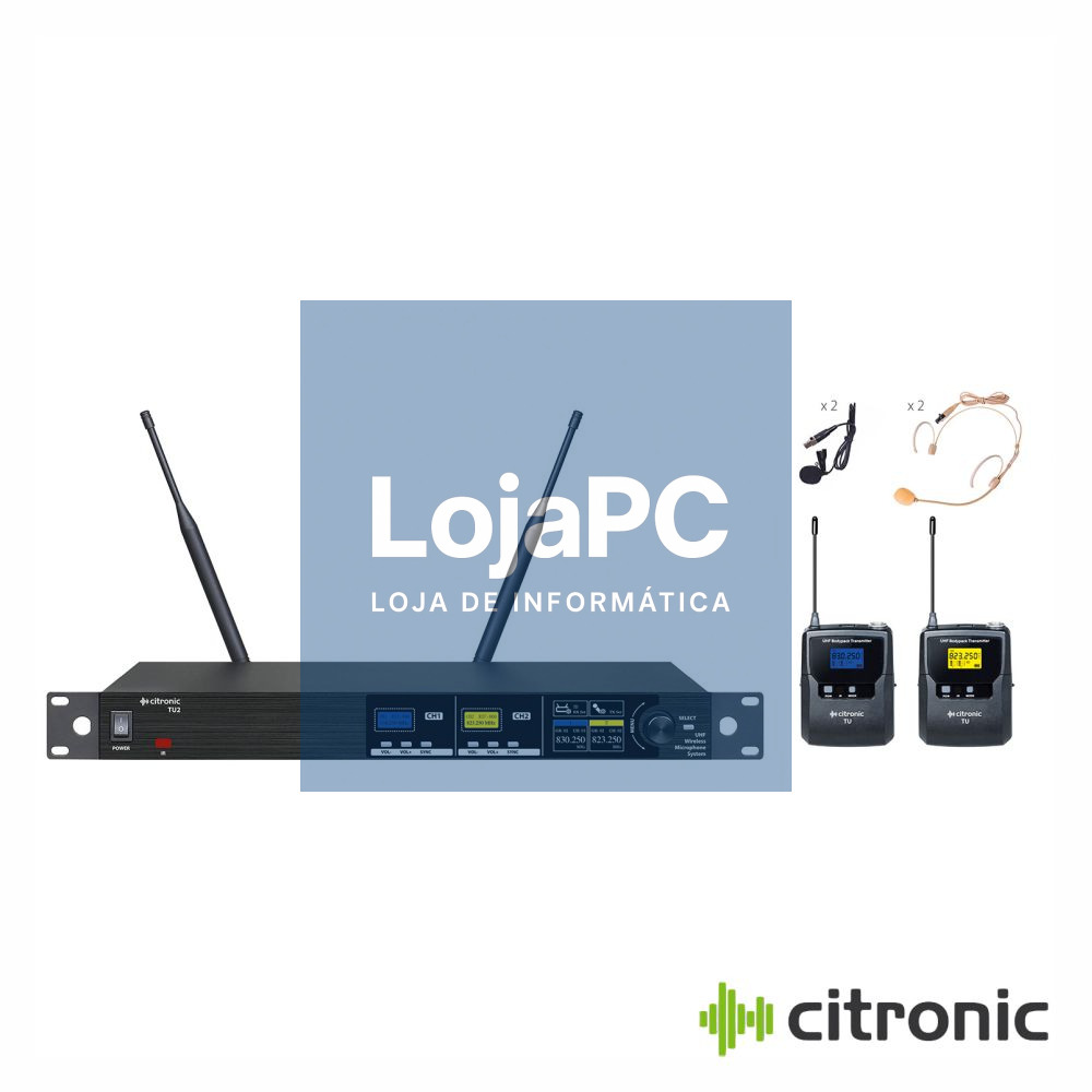 Central Microfones UHF Profissional S/ Fios 2 Canais