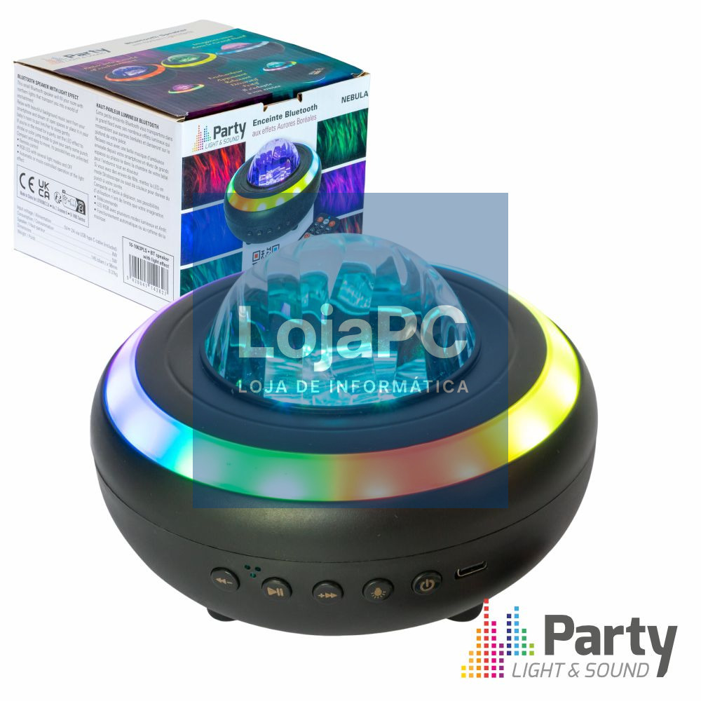 Coluna Bluetooth 8W Efeito Aurora Boreal Bluetooth RGB PARTY