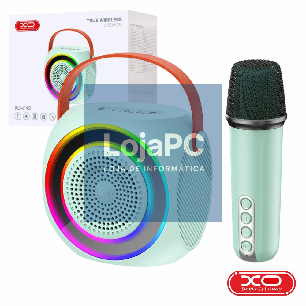 Conjunto Coluna LED C/ Bateria/Bluetooth/Microfone S/Fios XO
