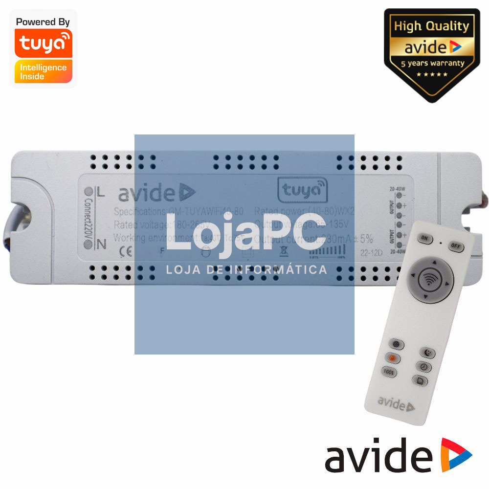 Controlador P/ Iluminação C/ Comando 2.4G 40-80W Tuya AVIDE