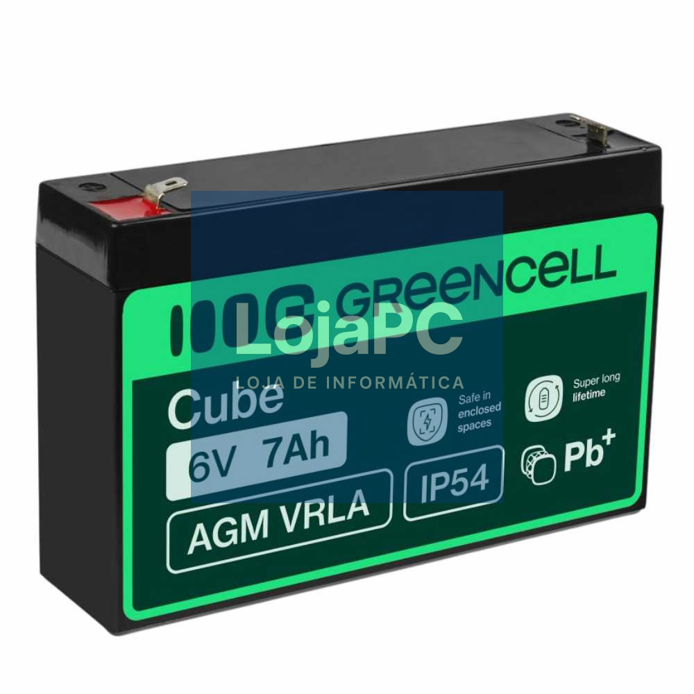 Bateria Chumbo Gel AGM 6V 7A GREEN CELL