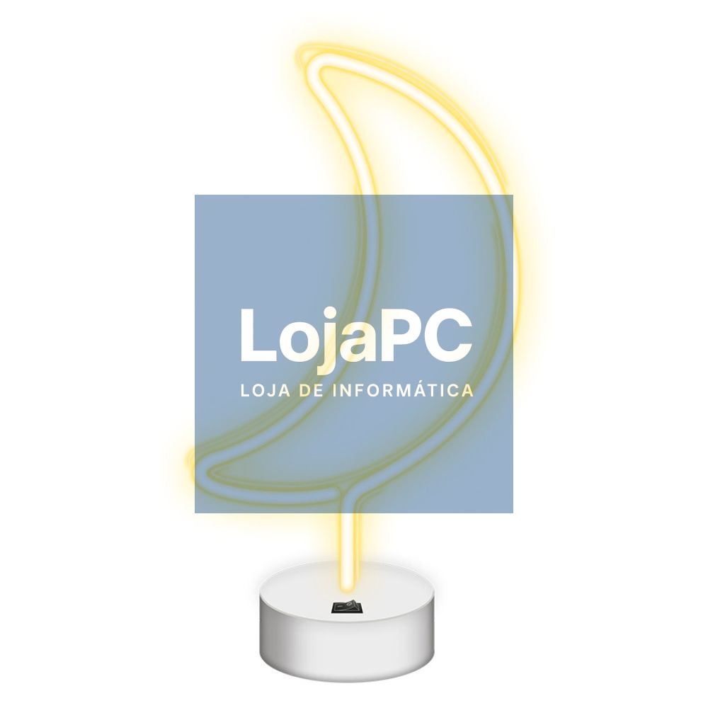 Luz LED Neon Em Forma de Lua C/ Base