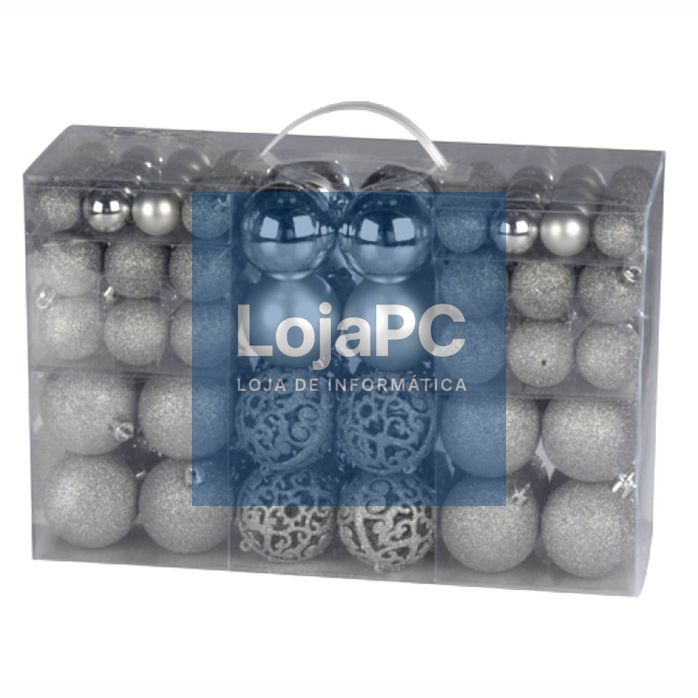 Conjunto de 100 Bolas de Natal Prateadas