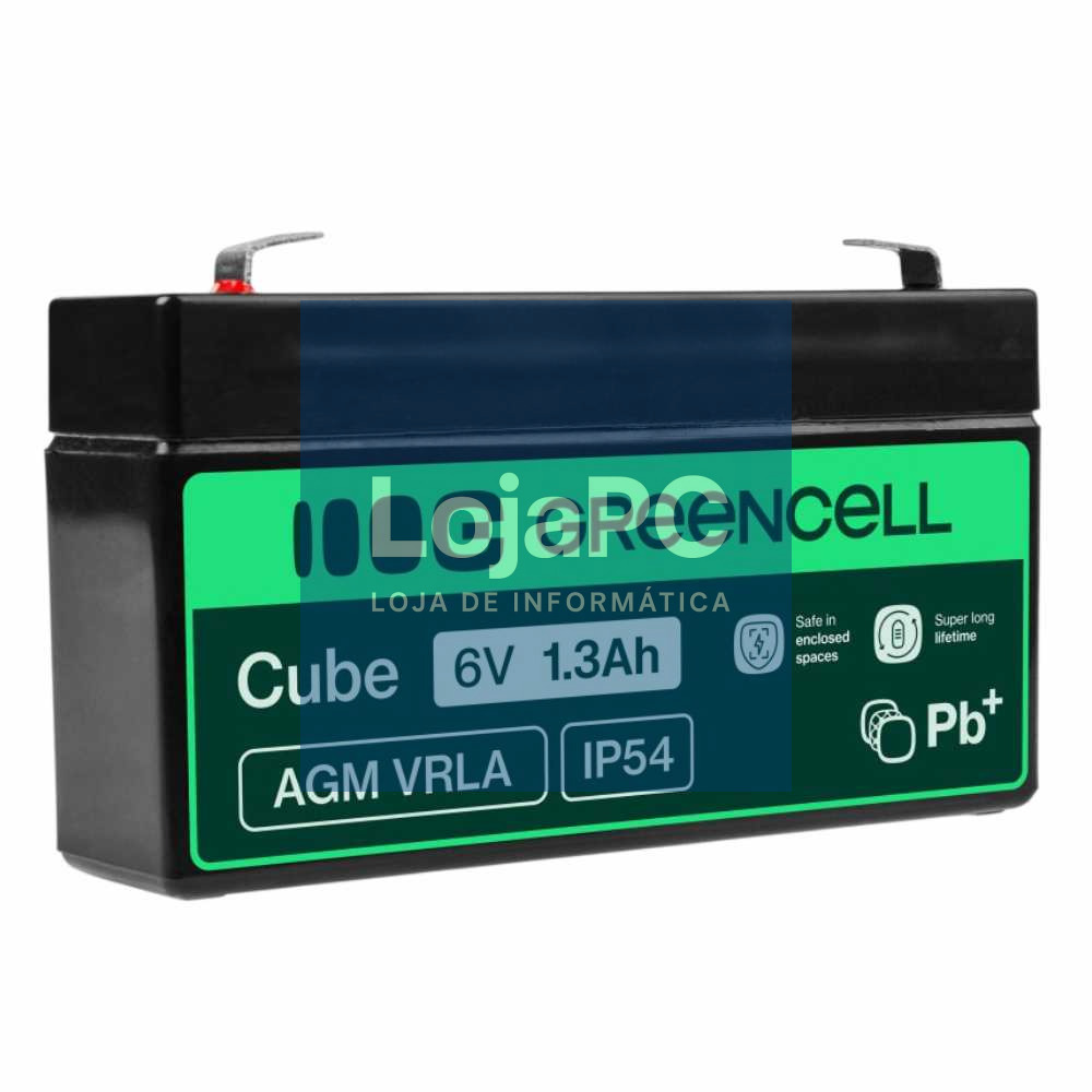 Bateria Chumbo Gel AGM 6V 1.3A GREEN CELL