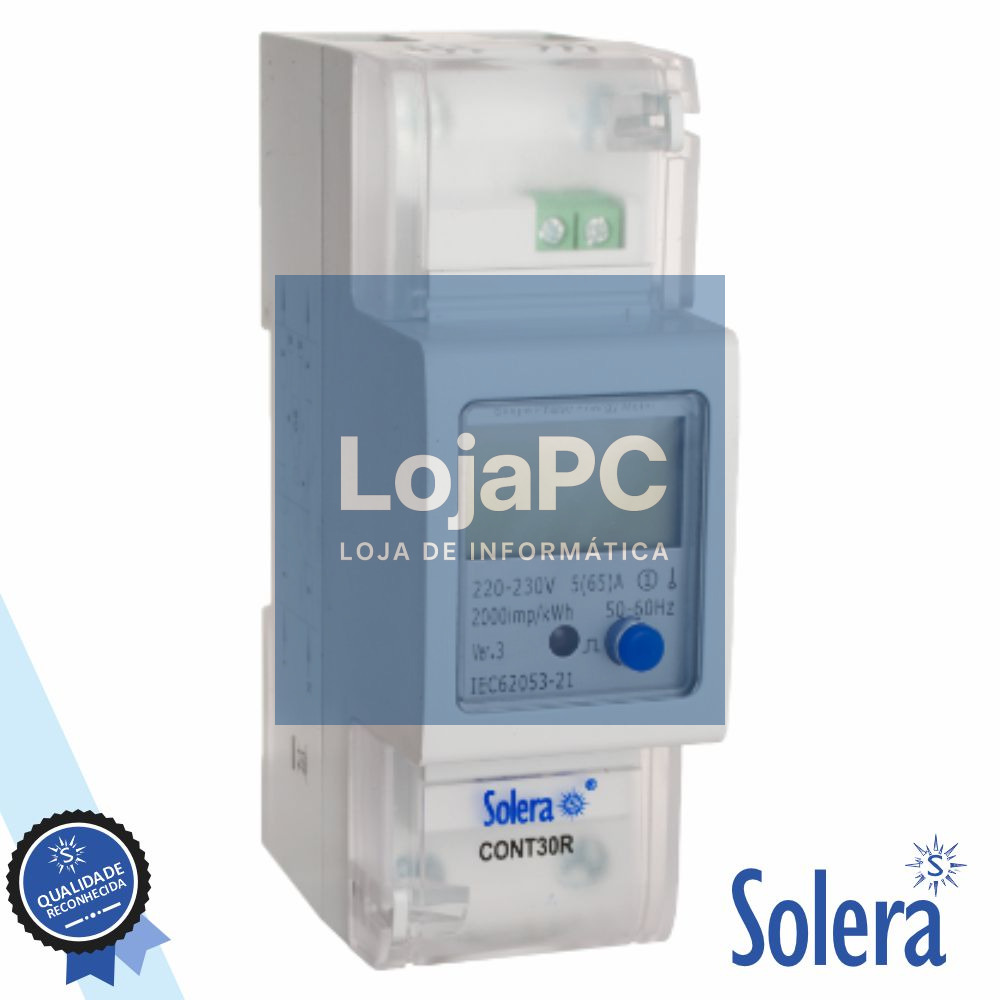 Contador de Energia 230V/65A 2 Módulos P/ Calha Din SOLERA