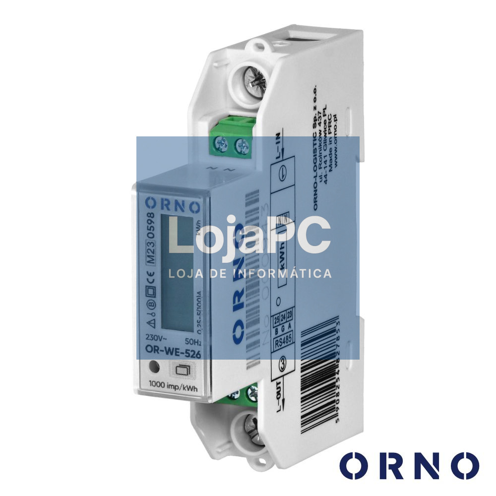 Contador de Energia 230V/100A 1 Módulo P/ Calha Din ORNO