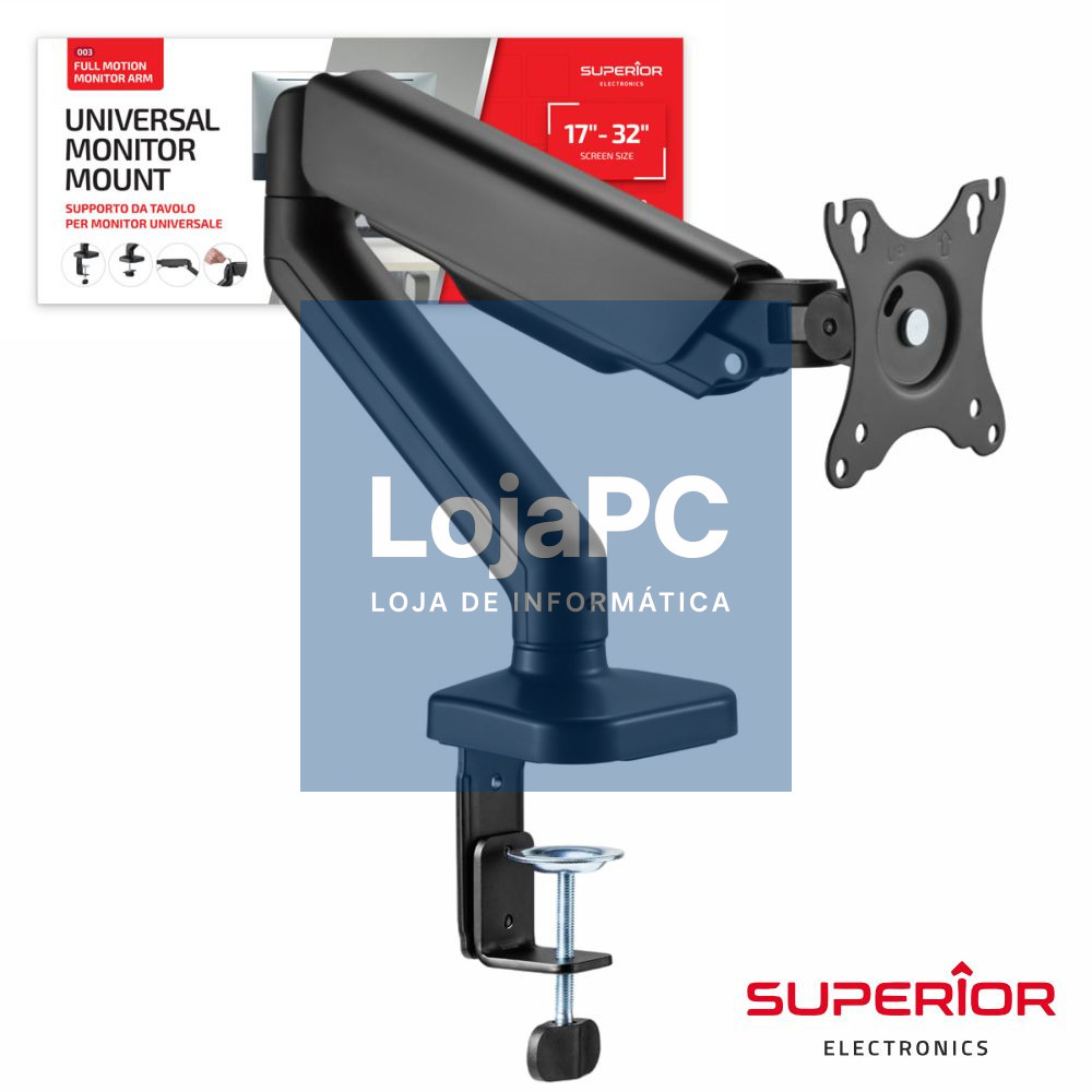 Suporte P/ Monitor PC Giratório C/ Mola 17/32" 9kg VESA 100