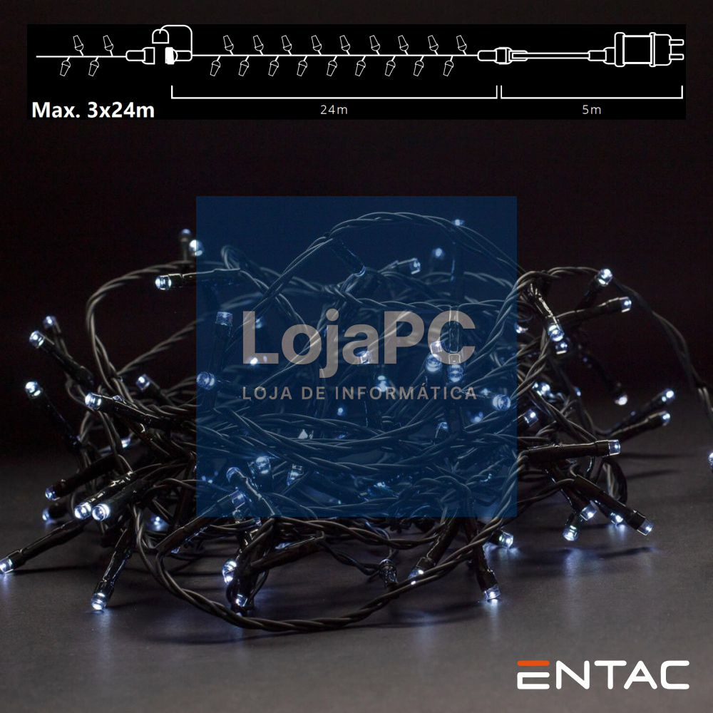 Grinalda 240 LEDs 6400K 24m C/ Alimentador ENTAC
