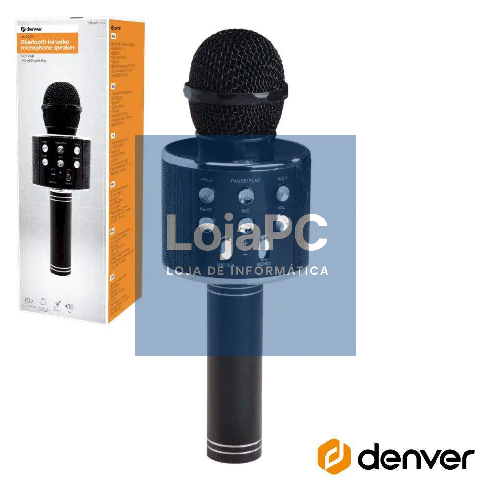 Microfone S/ Fios C/ Coluna Bluetooth Dourado DENVER