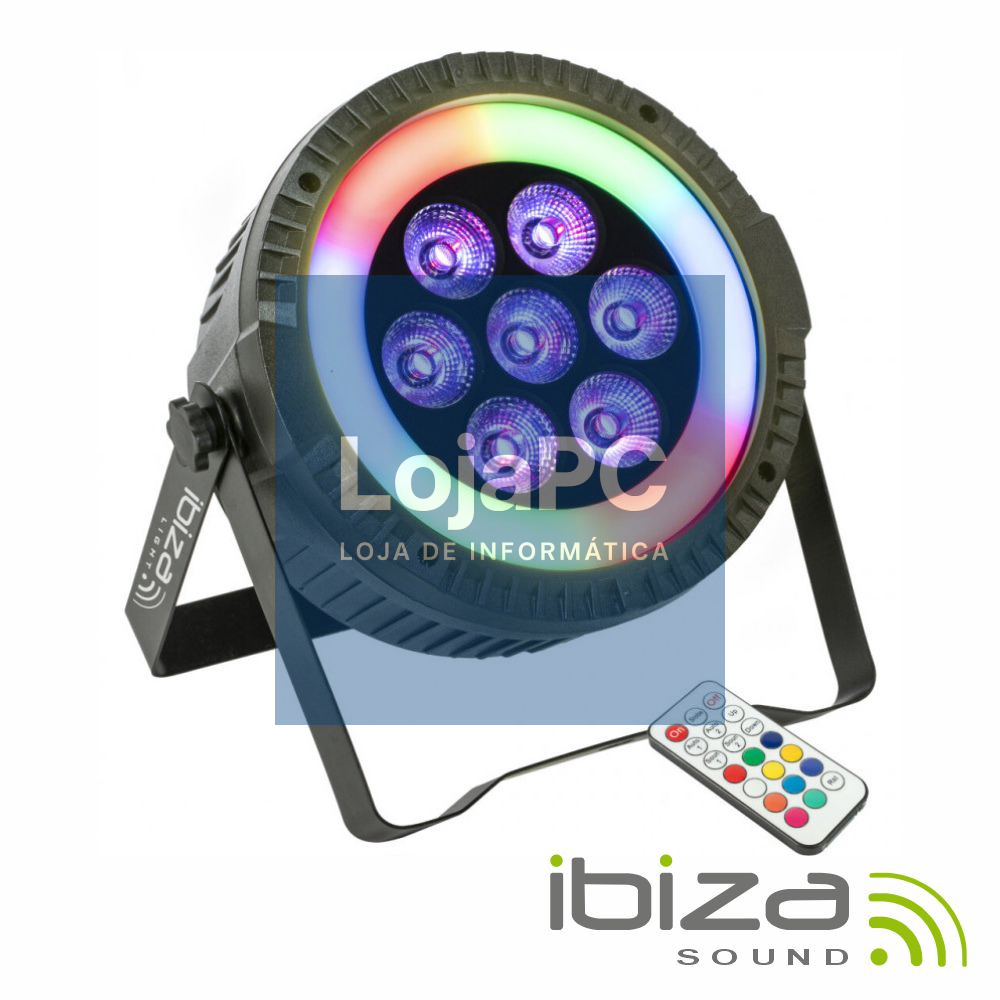 Projetor Par C/ 7 LEDS 6W RGBW 1 Anel LED DMX IBIZA