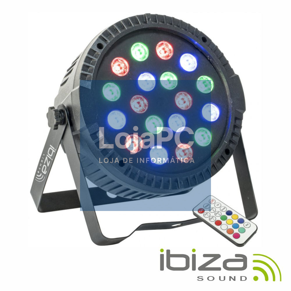 Projetor Par C/ 18 LEDS 1W RGB DMX IBIZA