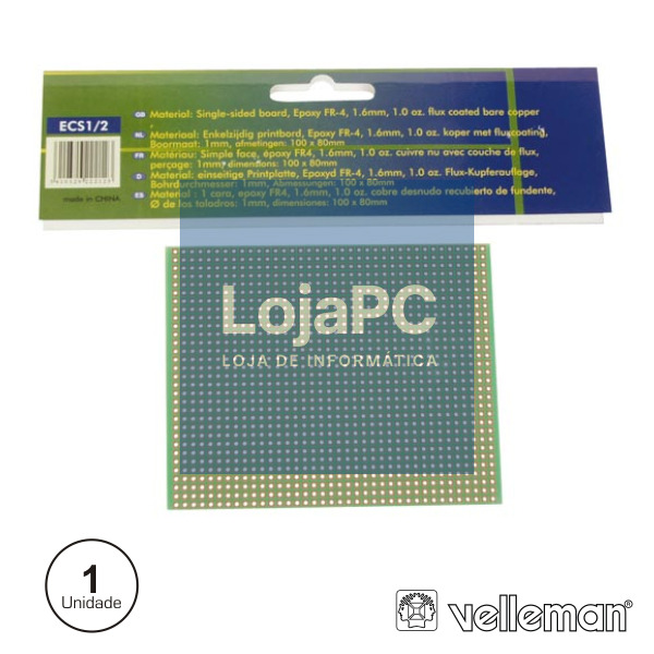 PLACA CIRCUITO IMPRESSO PERFURADA EM PONTOS 100X80MM