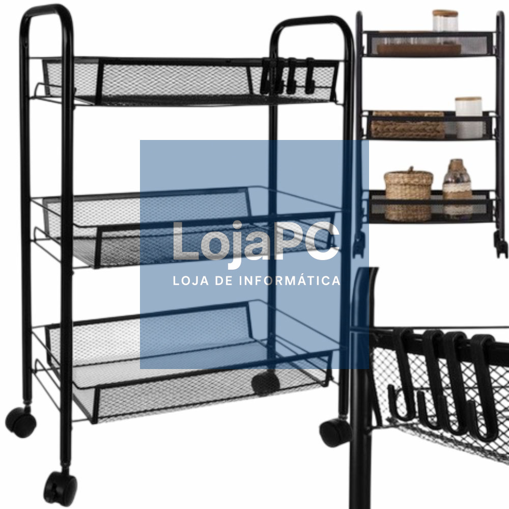 Organizador Móvel De Produtos com 3 Prateleiras/Cestos