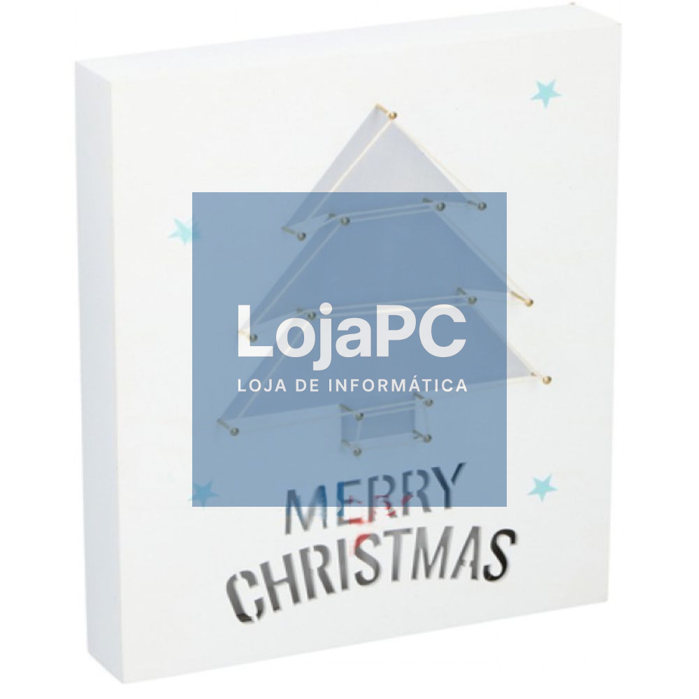 PLACA DECORATIVA MERRY CHRISTMAS MDF C/ 6 LEDS